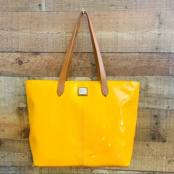Dooney & Bourke Patent Leather Mustard Tote - Picture 1 of 7